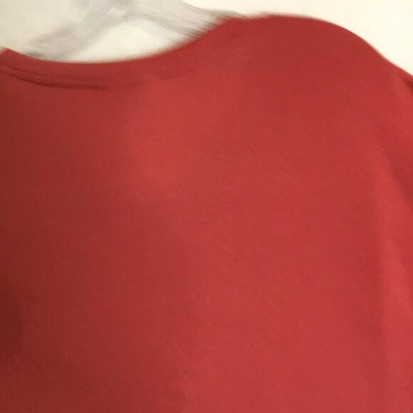 Orvis Knit Top Women's Sz Medium Cap Sleeve Relaxed V-Neck Rust Orange Hem Slits - Picture 8 of 13